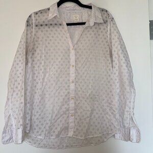 Sheer Dotted Button Down